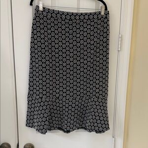 Ann Taylor Factory Black and White Floral Midi Skirt